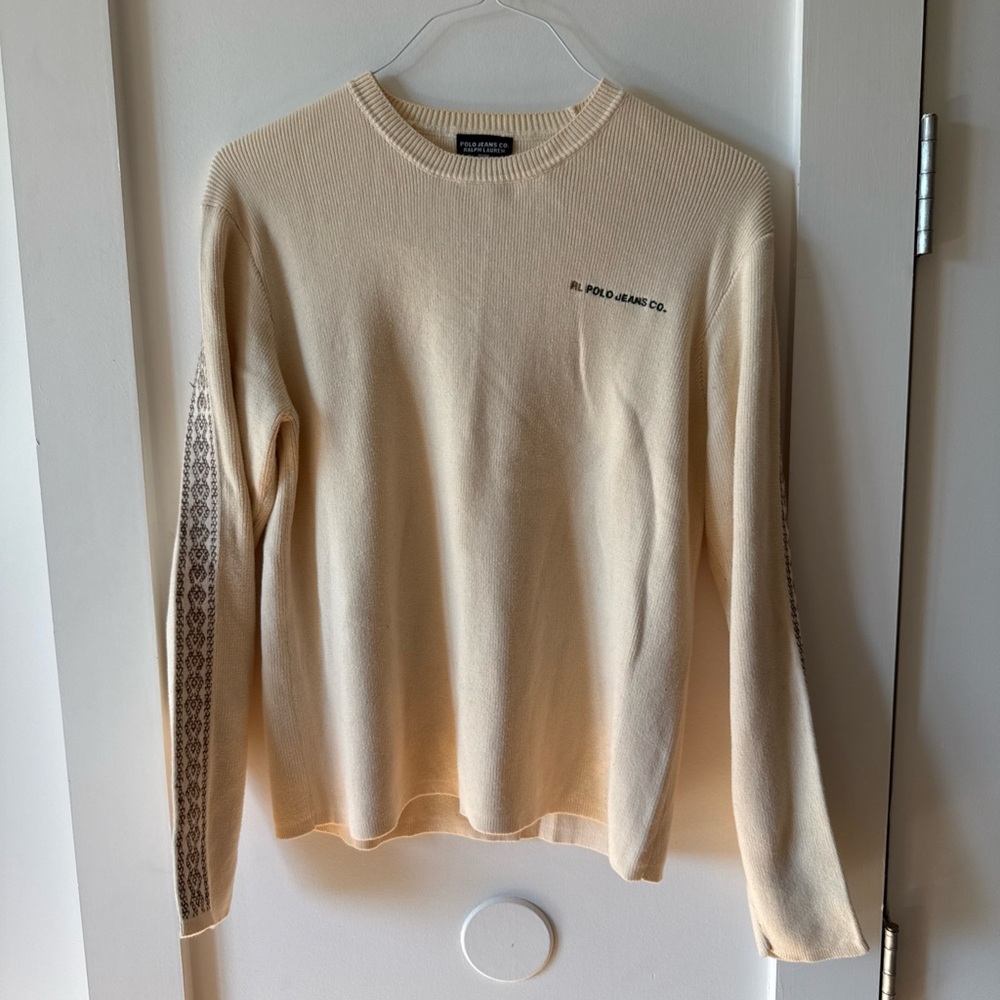 Vintage Polo Jeans Co Ralph Lauren Sweater Mens Ski Stripe Y2k Ribbed Size Small